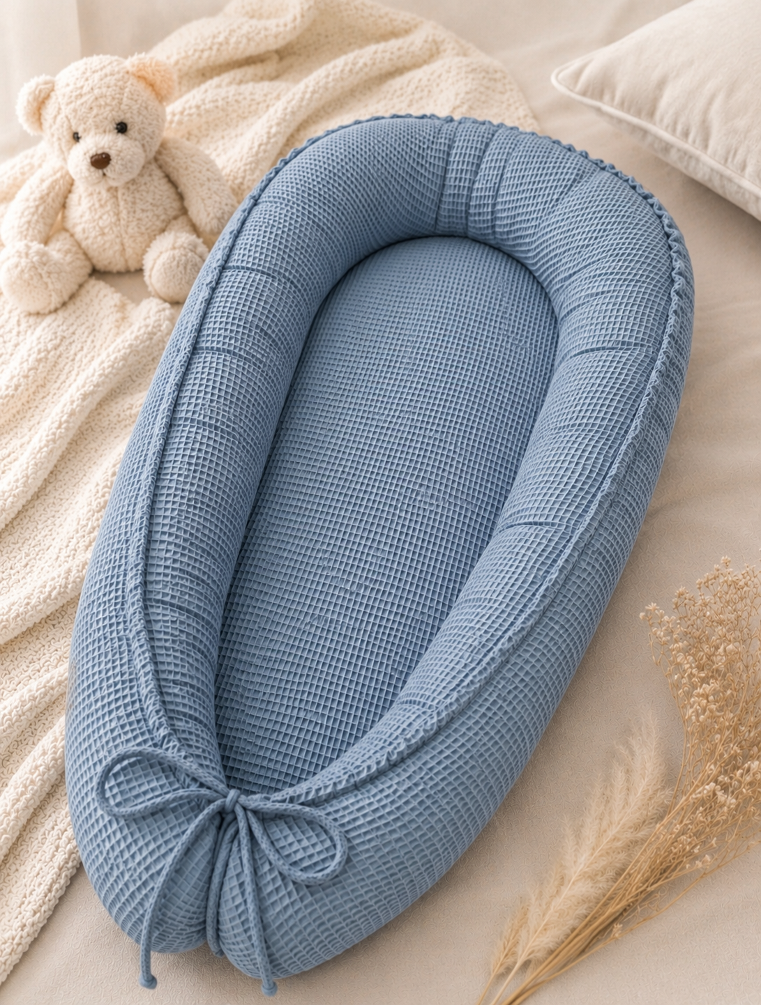 Weiches Nestchen Waffelpique Uni von AnTalin, atmungsaktiv und bequem für Babys, in neutralem Uni-Design.
