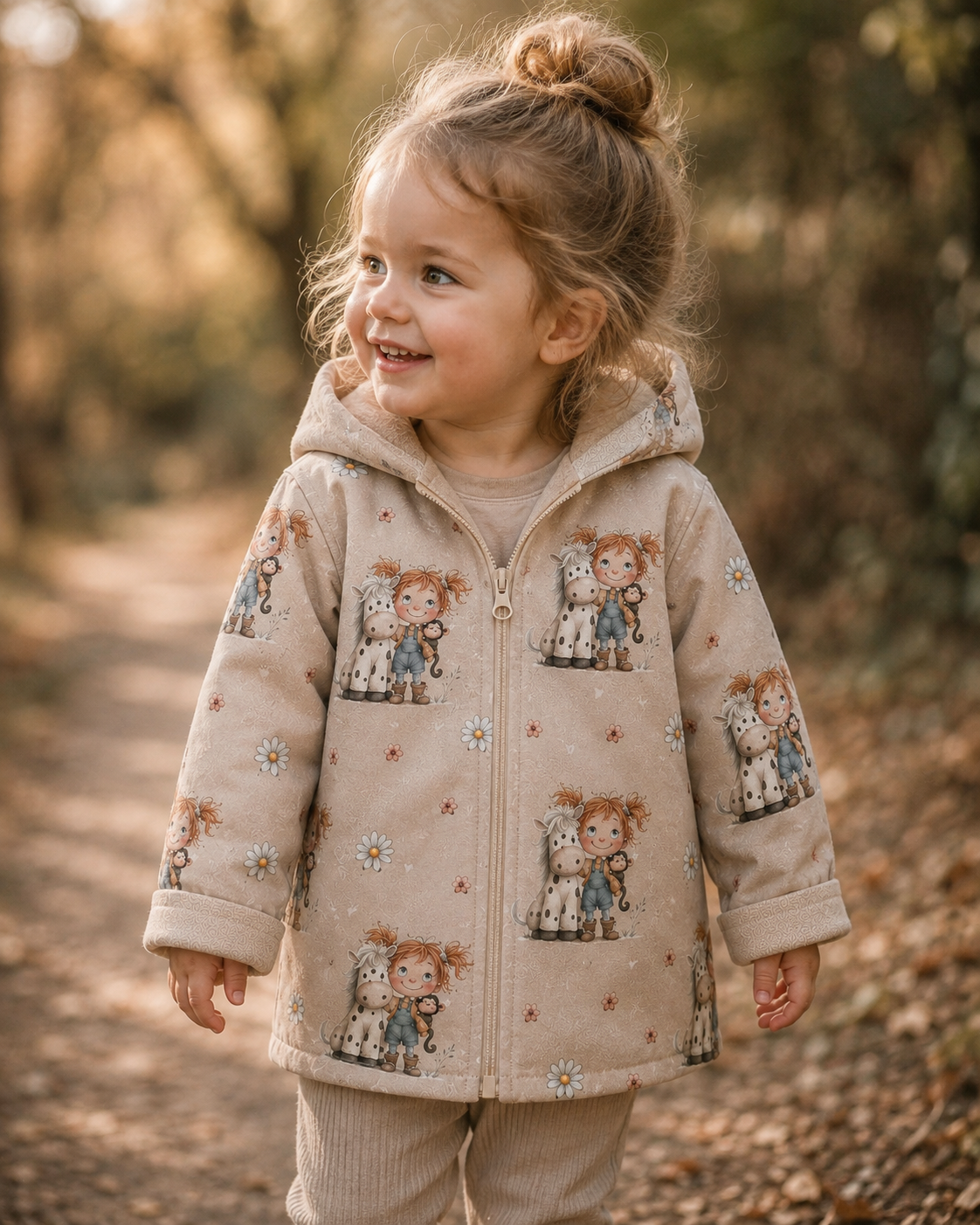 Kinder-Softshelljacke mit Kapuze von AnTalin, Pferdemädchen-Design, weich und warm, perfekt für Kinder im Frühling und Herbst