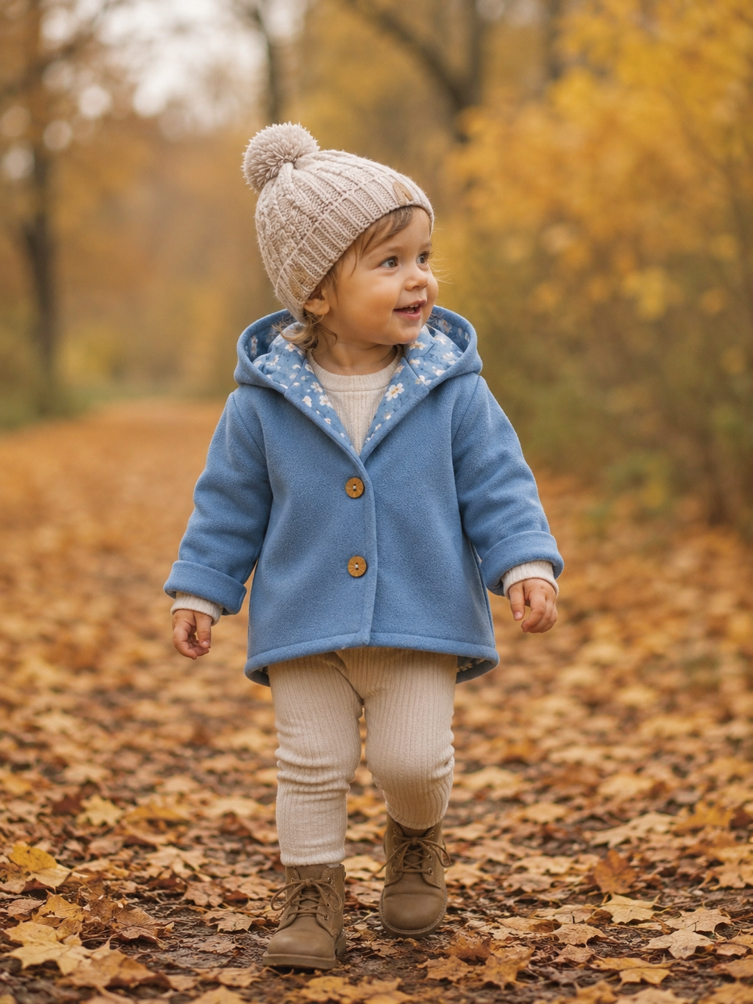 Walkjacke  mit Kaputze - gefütterte Walk-Jacke mit floralem Innenfutter Eisblüte