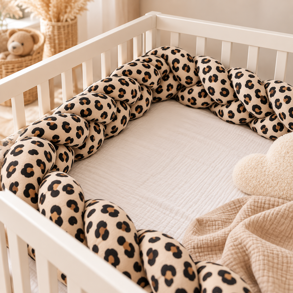 Geflochtene Bettschlange Baby - Kuschelweich & liebevoll gestaltet Leo beige