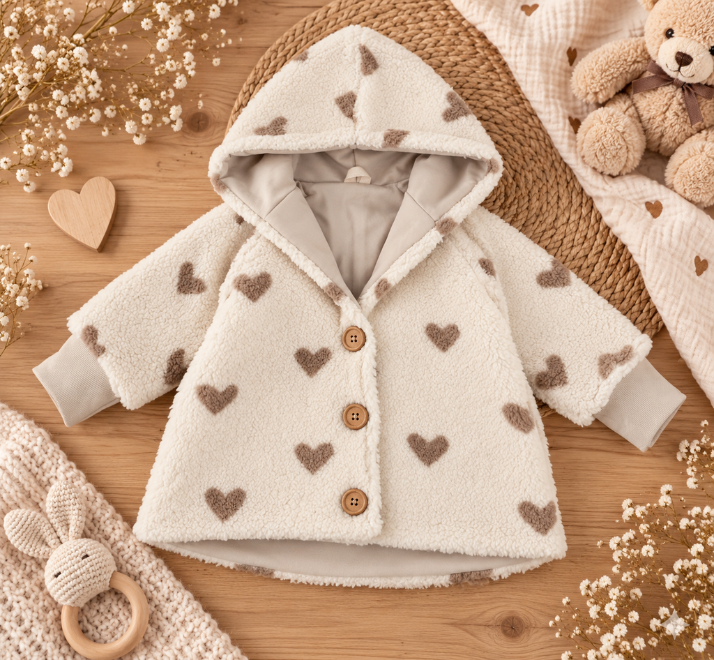 Teddyjacke mit Herzendesign- kuschelig weich & warm (Kopie)