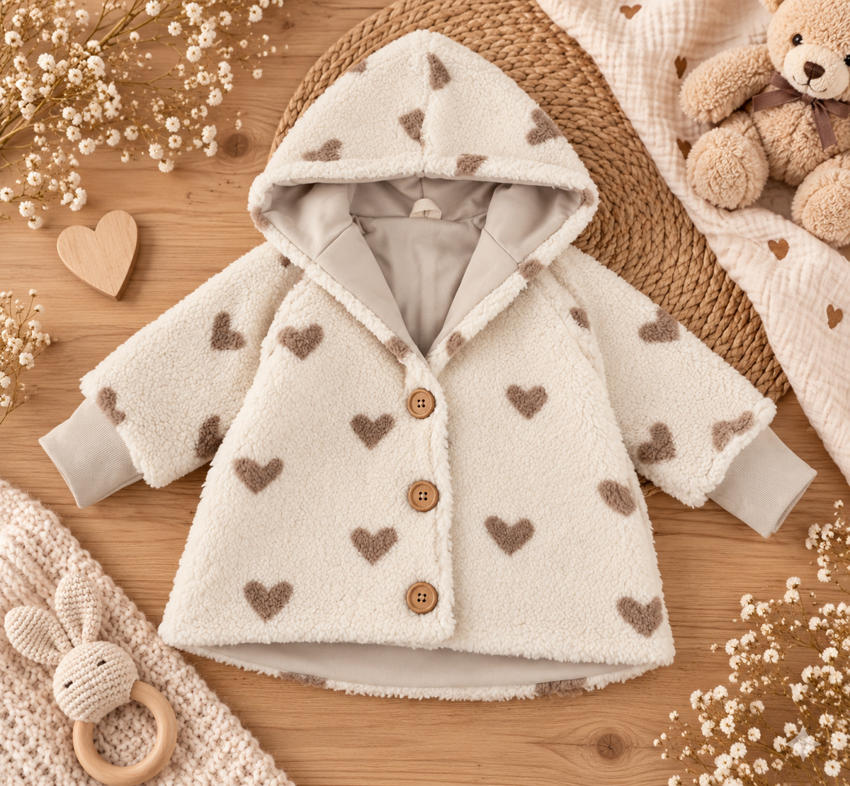 Teddyjacke mit Herzendesign- kuschelig weich & warm (Kopie)