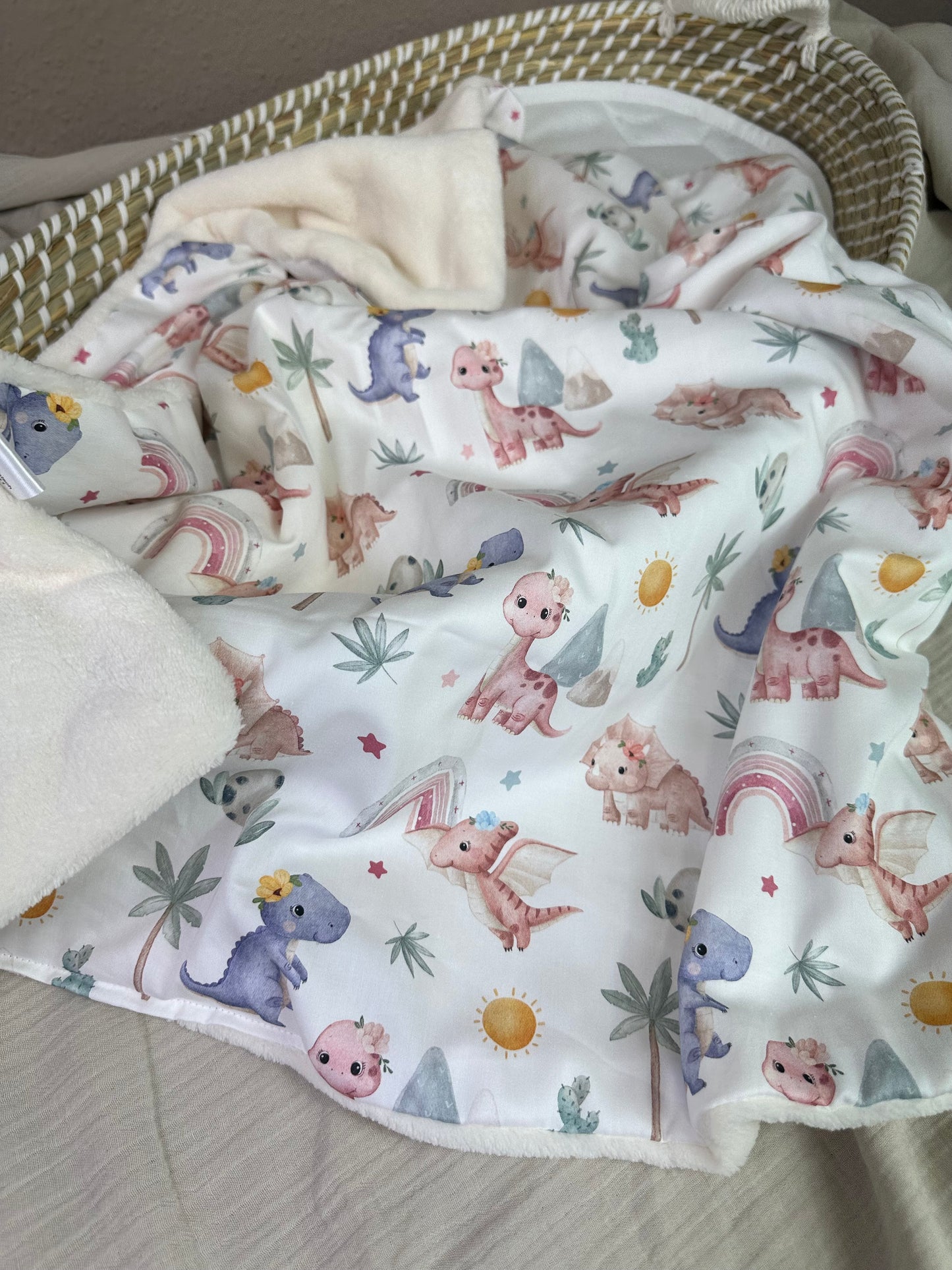 Babydecke, Kuscheldecke kleiner Dino Girl, Fleece