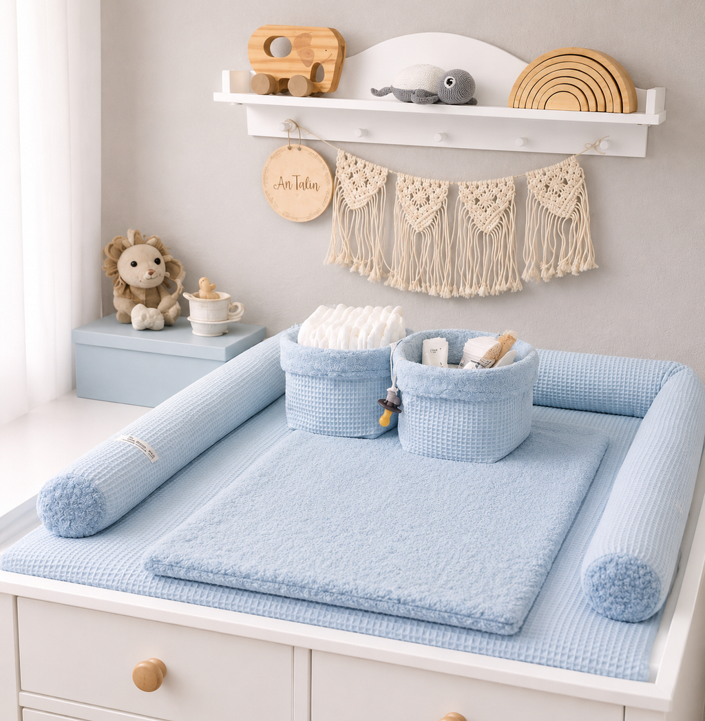 Utensilo uni, waffelpique Frottee Babyblau
