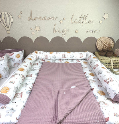 Wickelauflage Boho Baby Girl, Waffelpique altrosa
