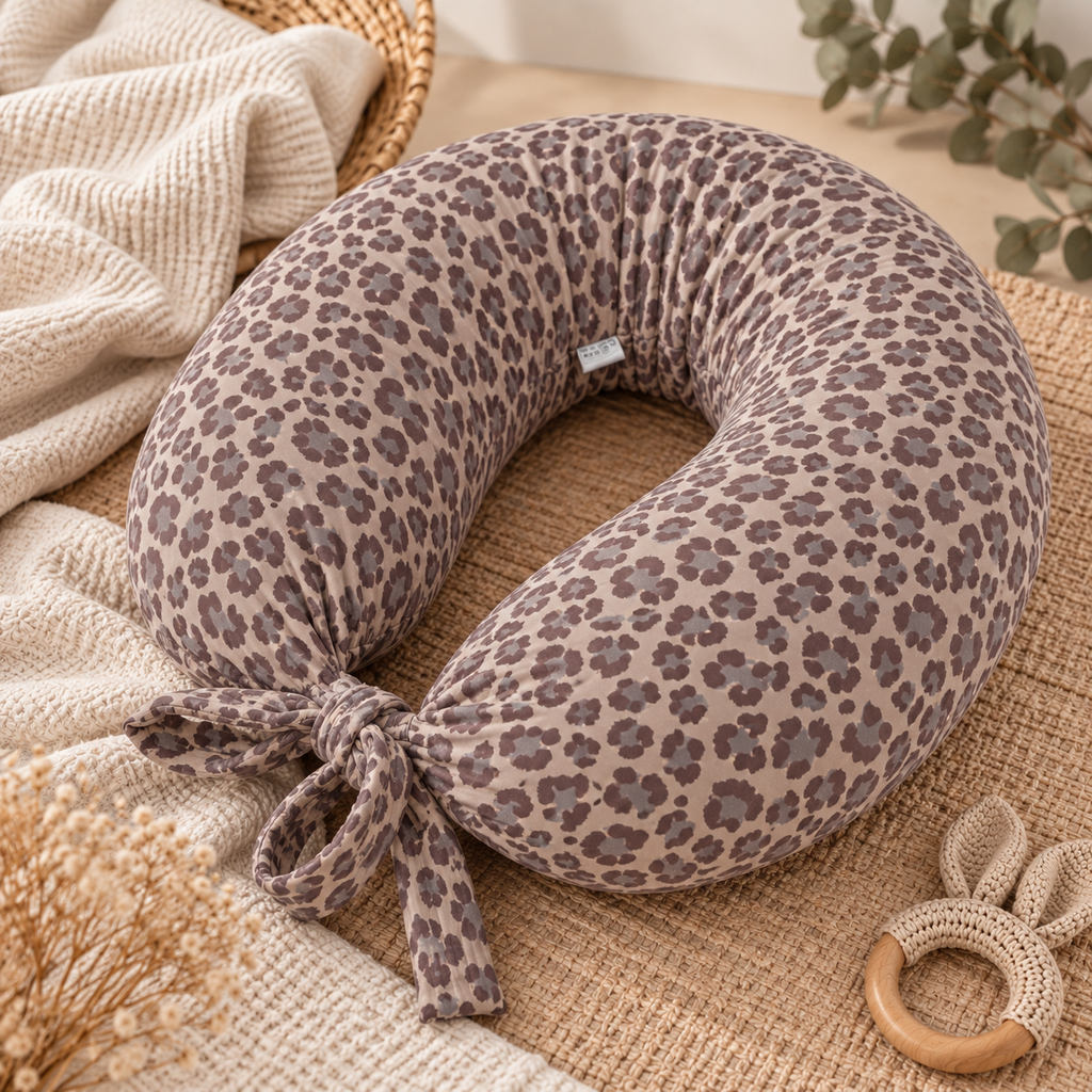 Stillkissen, Seitenschläferkissen, Leopardenmuster Taupe