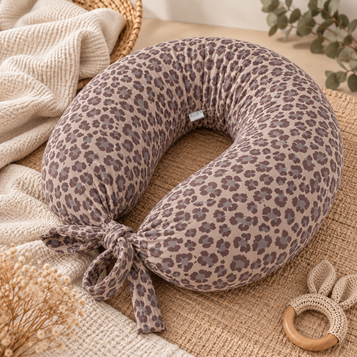 Stillkissen, Seitenschläferkissen, Leopardenmuster Taupe