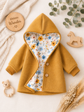 Walkjacke  mit Kaputze - gefütterte Walk-Jacke mit floralem Innenfutter Wildblumen