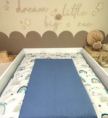 Wickelauflage Regenbogen blau