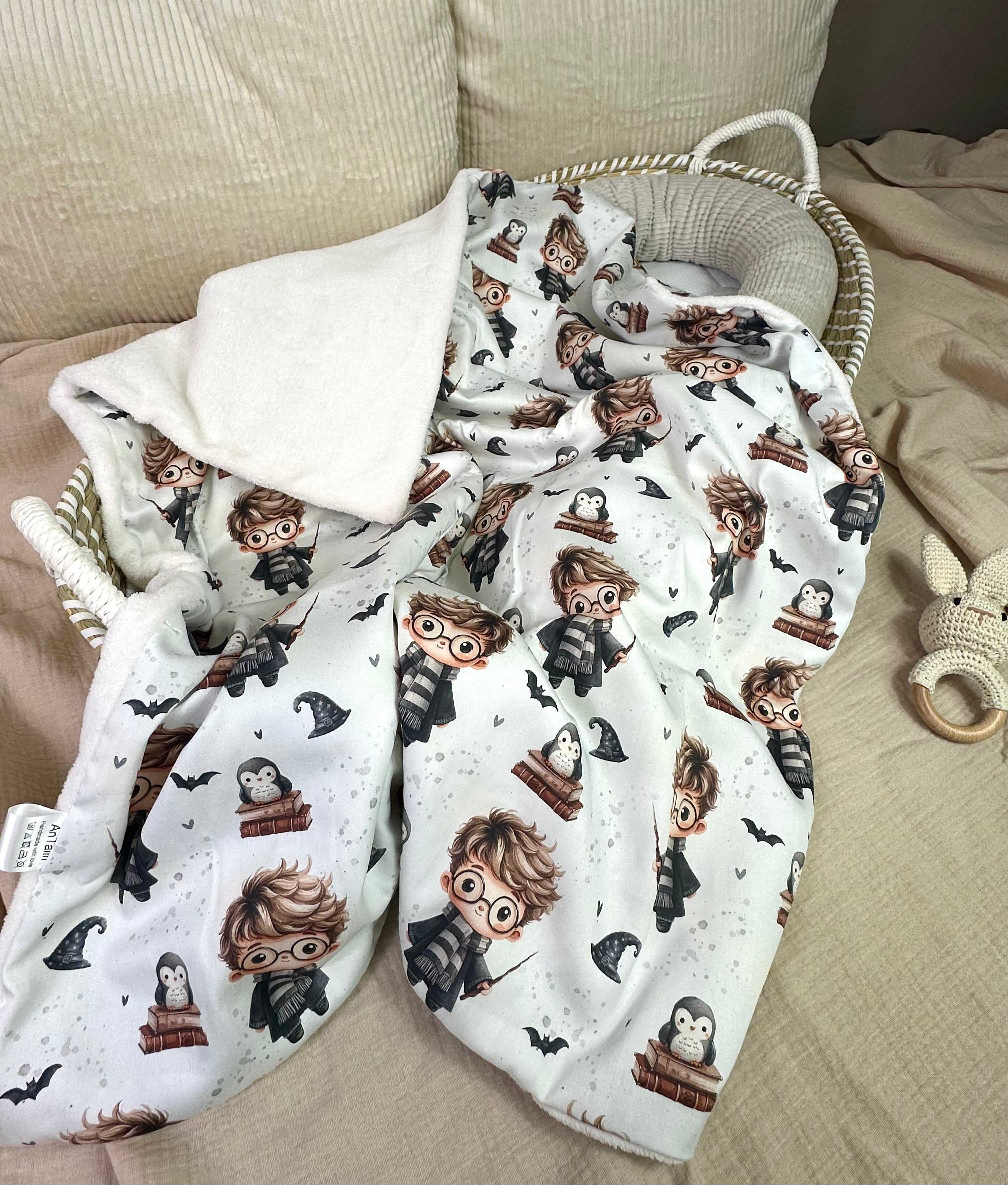Babydecke, Kuscheldecke kleiner Zauberlehrling, Fleece - AnTalin