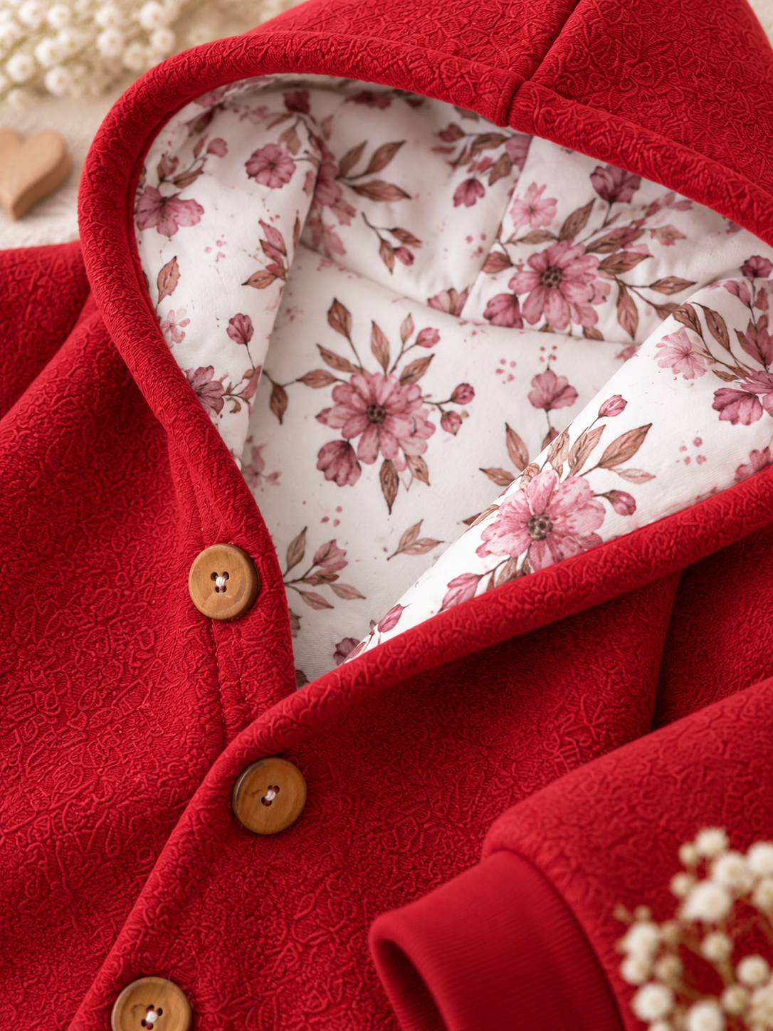 Walkjacke mit Kaputze - gefütterte Walk-Jacke mit Innenfutter Häschenblüte
