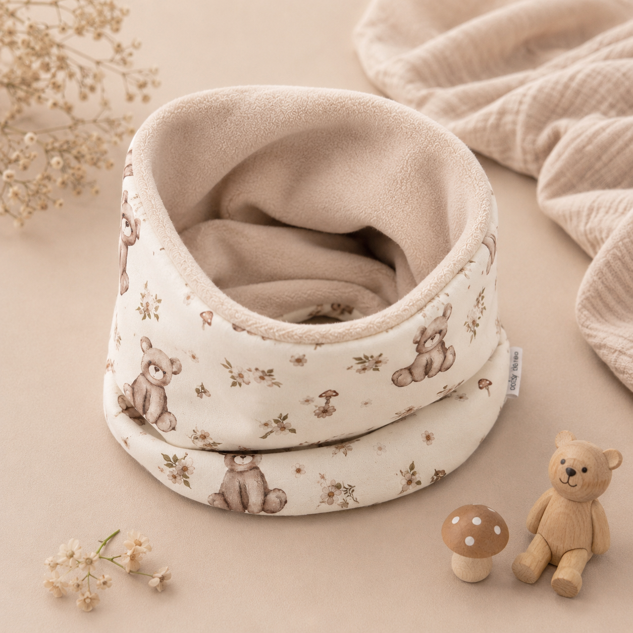 Loop Schal Bärenfreund mit kuscheligen Fleece - Stilvoller Begleiter für kalte Tage