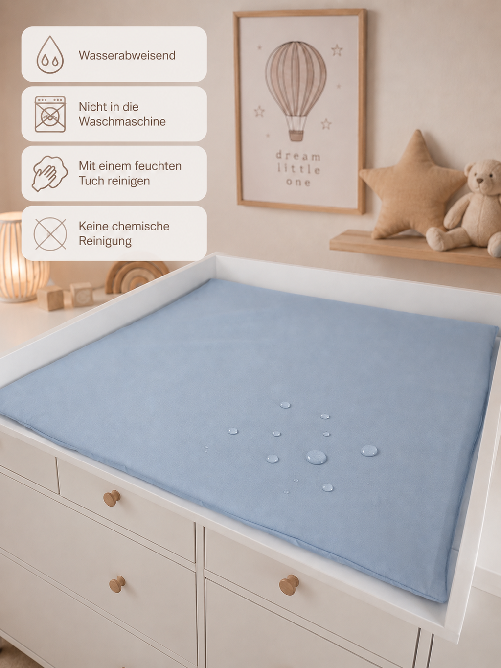 Wasserabweisende Wickelunterlage Babyblau