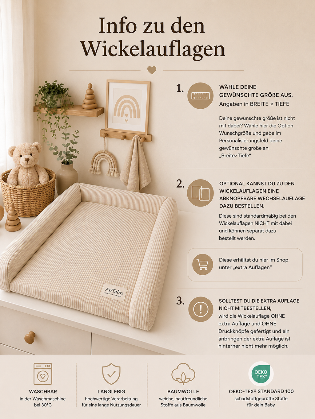 Wickelauflage Cord Salbei