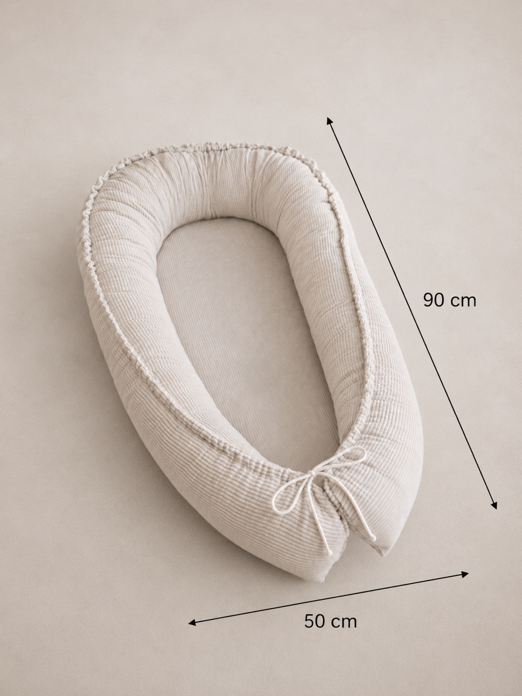 Beigenes Babynest Cord von AnTalin, weiches Nestchen für sicheren Babyschlaf, mit gepolsterten Seiten und komfortabler Oberfläche