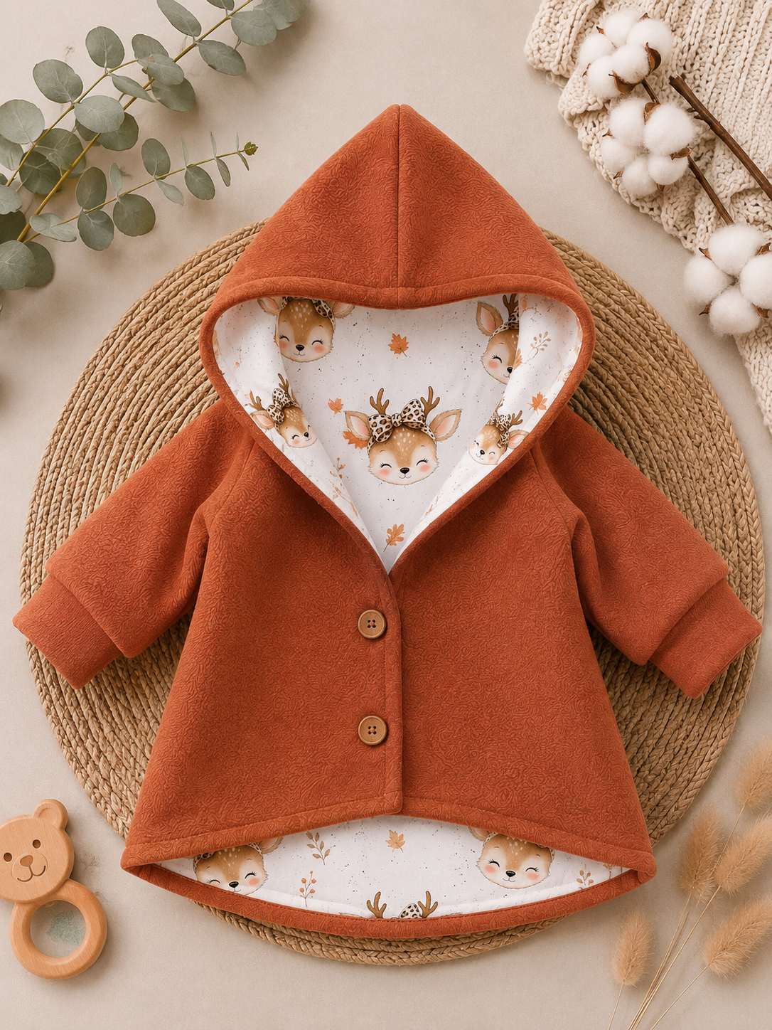 Walkjacke mit Kaputze - gefütterte Walk-Jacke mit Innenfutter Rehzauber