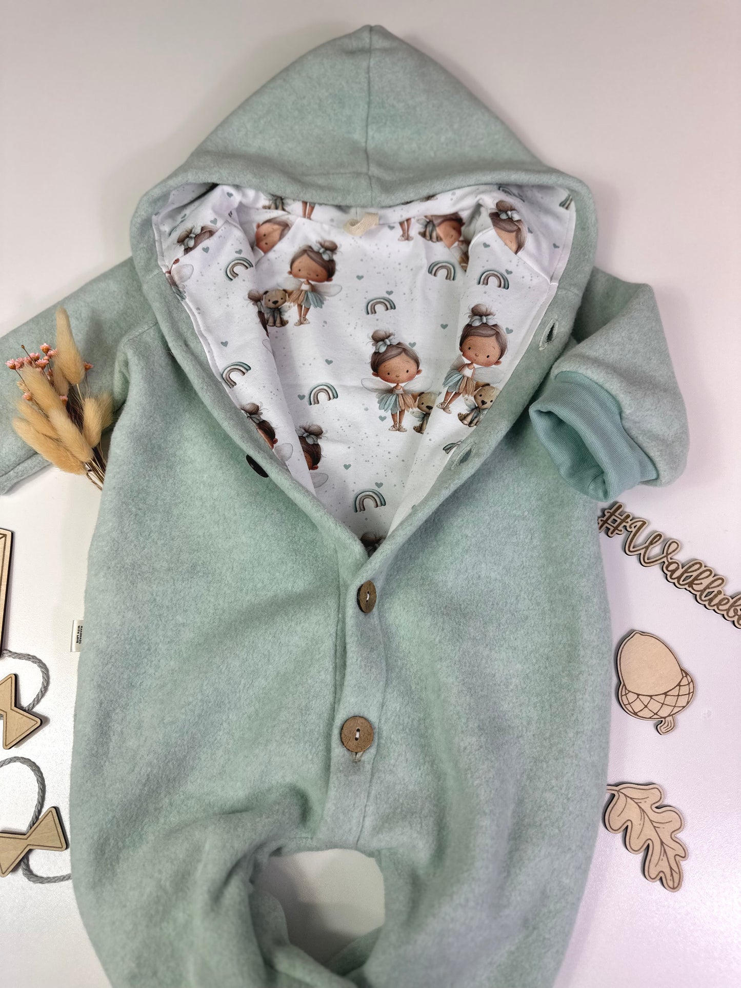 Flecce Overall kleine Elfe, hell mint