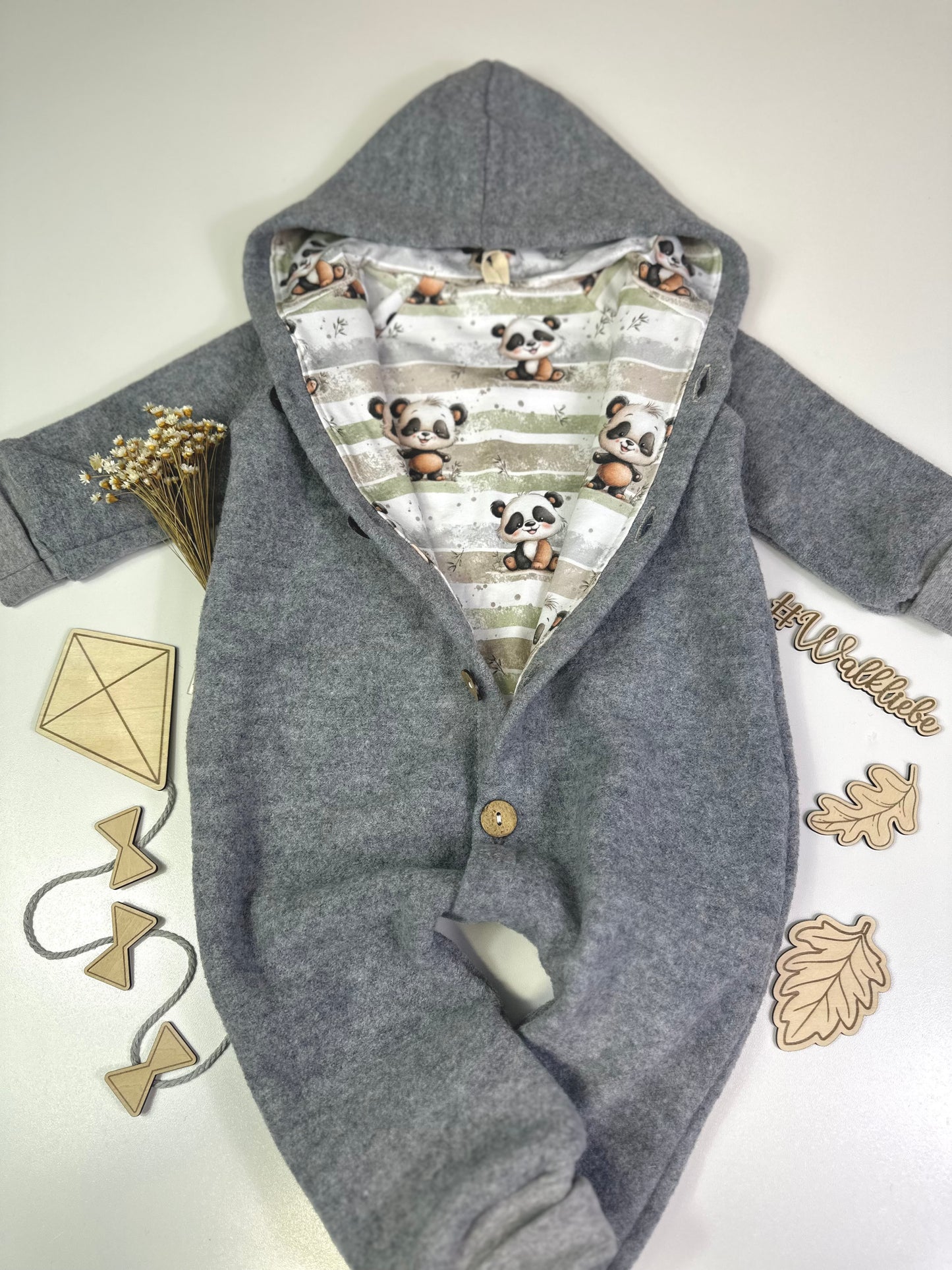 Walkoverall kleiner Panda, grau