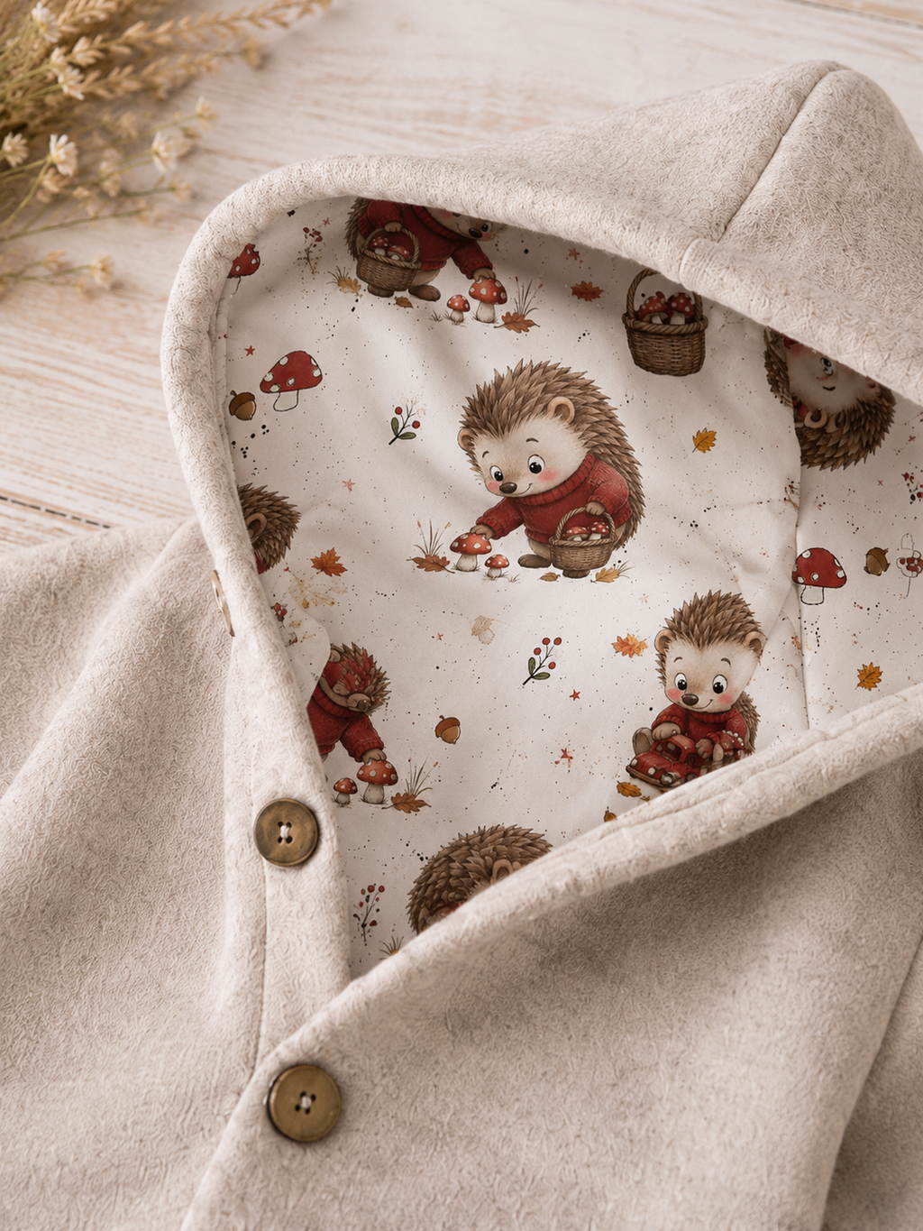 Walk Overall mit Kaputze - kuscheliger Einteiler mit Igel-Innenfutter