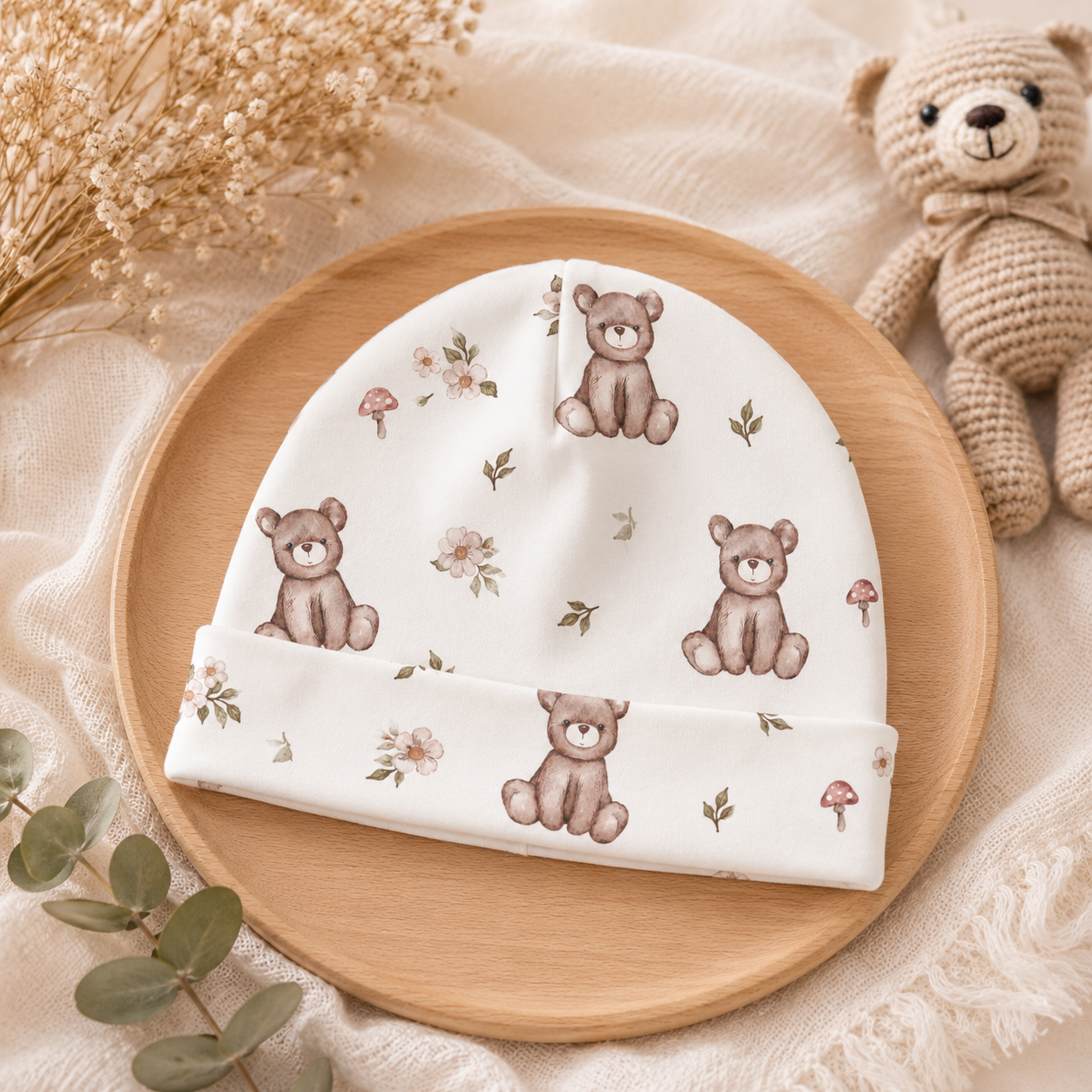 Baby Beanie Bärenfreund - Süß Babymütze mit niedlichem Bärenmotiv