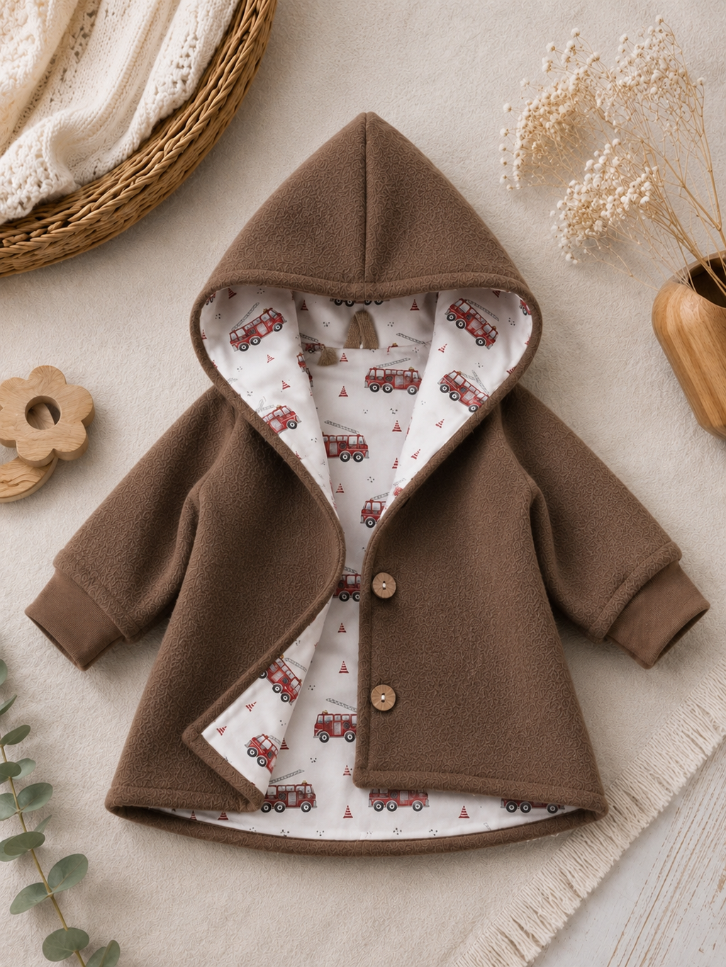 Walkjacke mit Kaputze - gefütterte Walk-Jacke mit Feuerwehr- Innenfutter