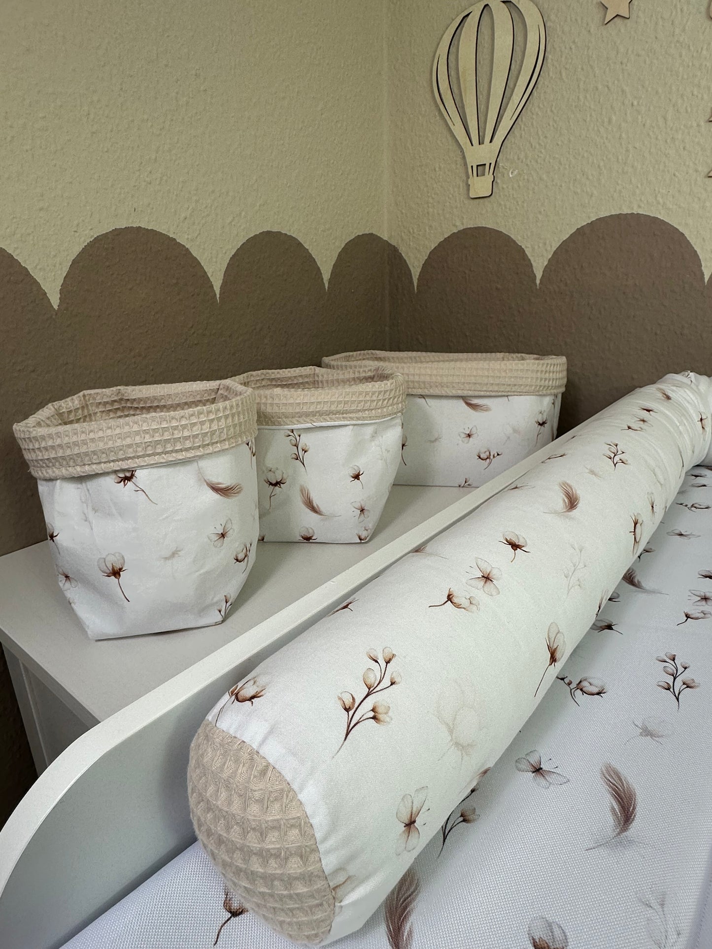 Utensilo Cotton Flowers, waffelpique hell beige