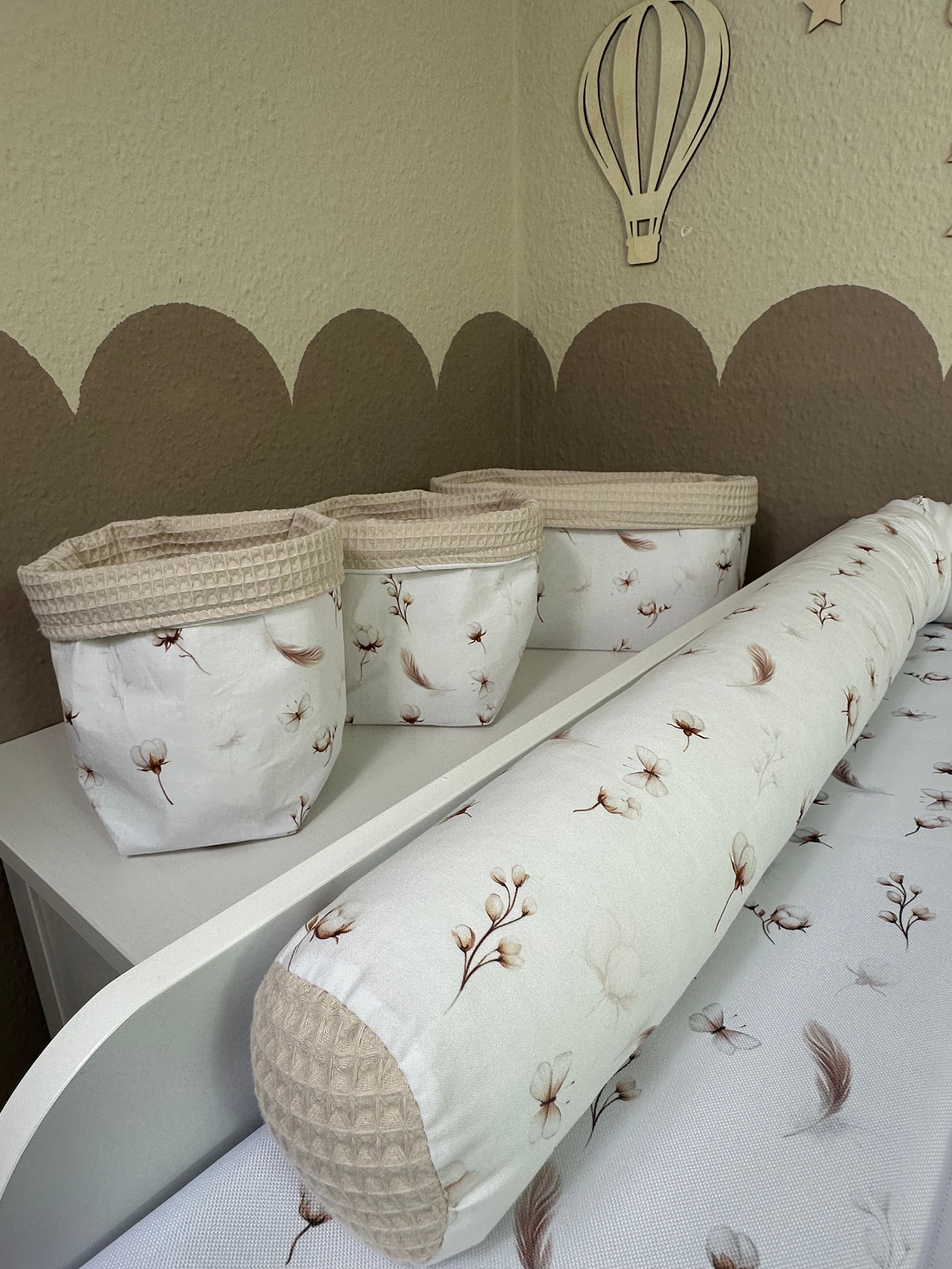 Utensilo Cotton Flowers, waffelpique hell beige - AnTalin