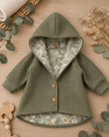 Walkjacke  mit Kaputze - gefütterte Walk-Jacke mit floralem Innenfutter Salbeiblüte