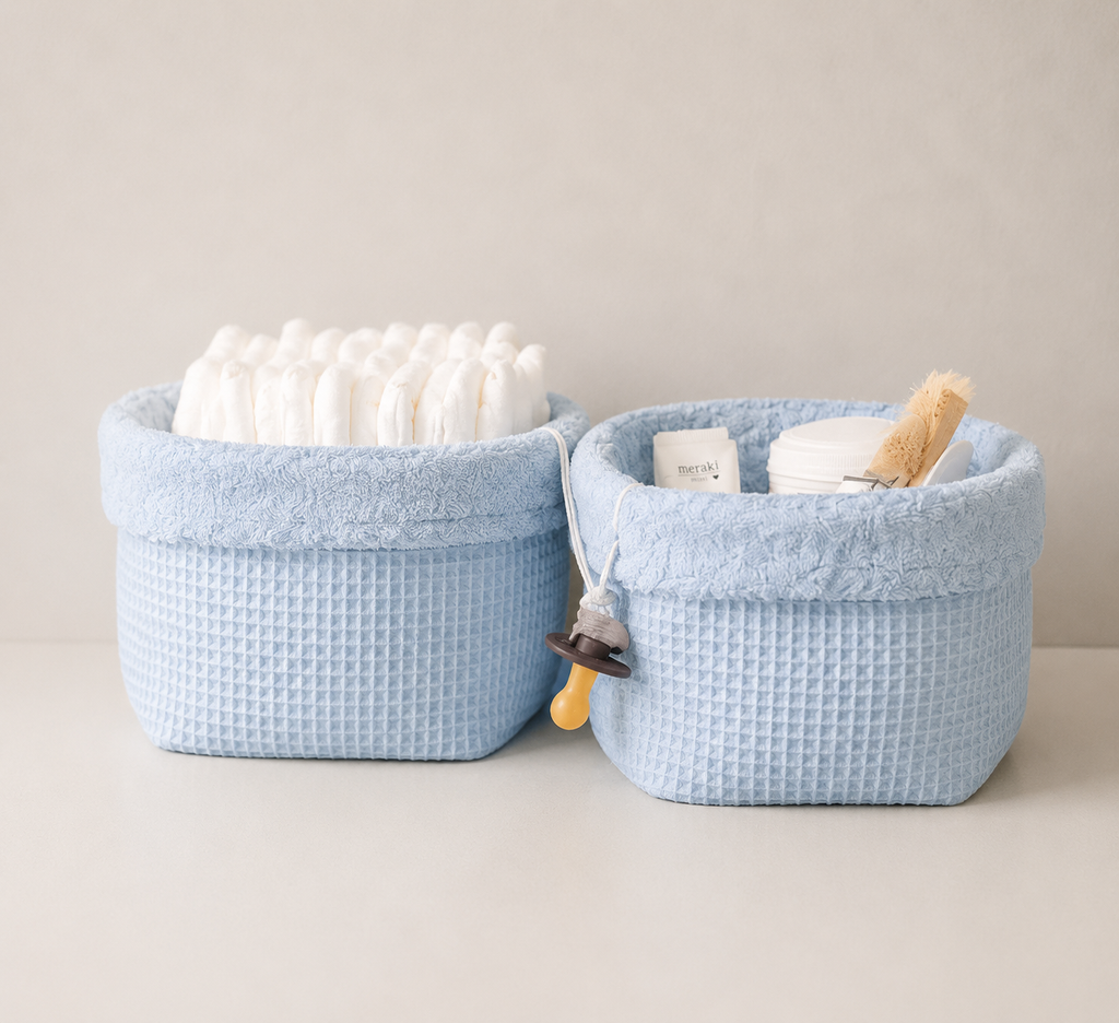 Utensilo uni, waffelpique Frottee Babyblau