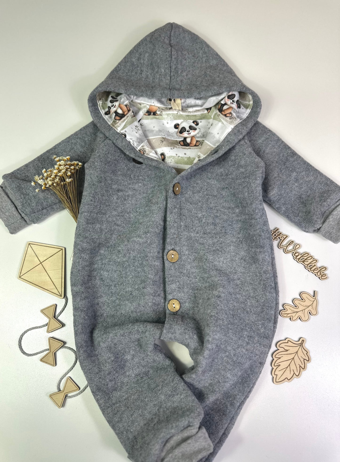 Walkoverall kleiner Panda, grau