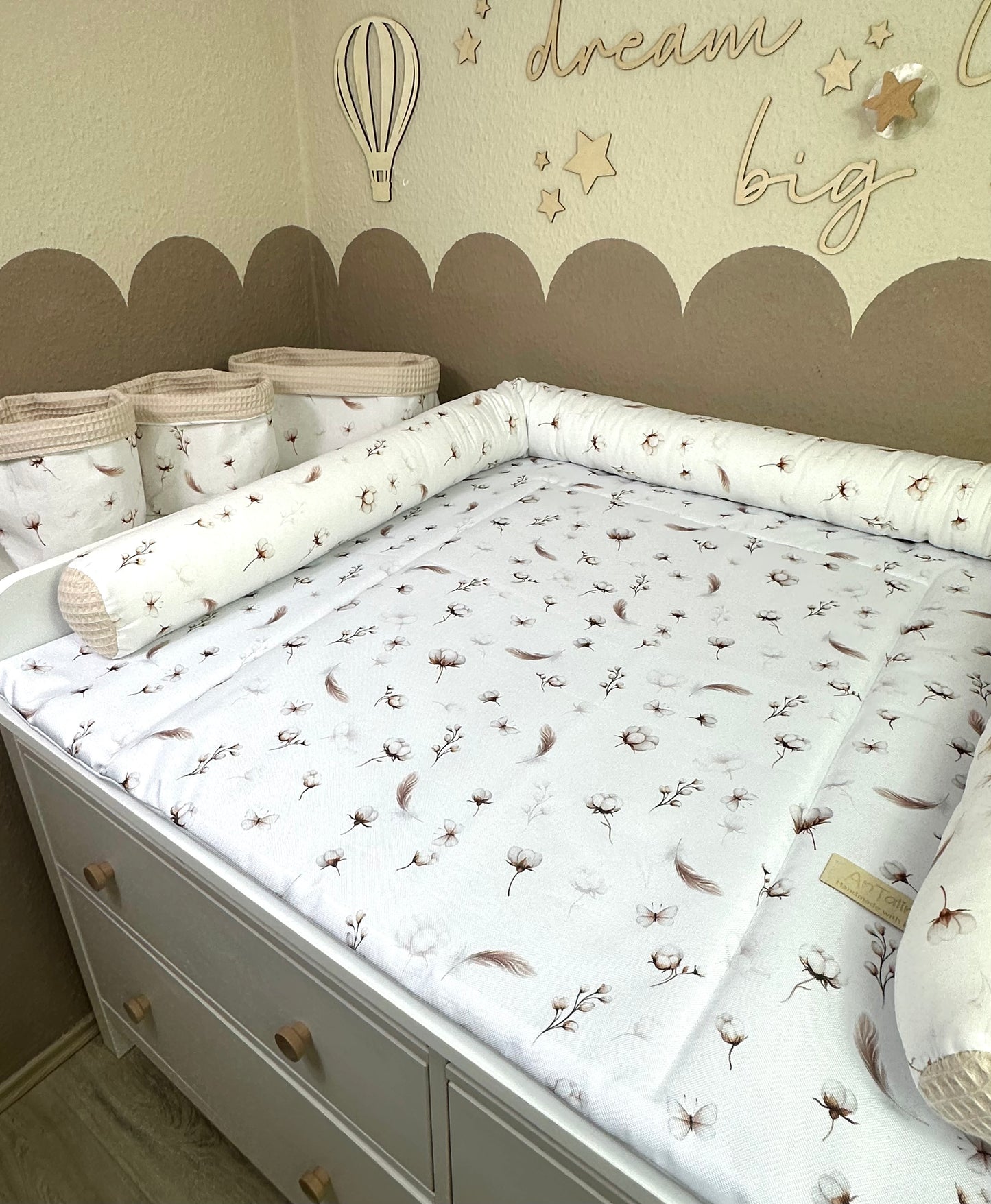 Utensilo Cotton Flowers, waffelpique hell beige