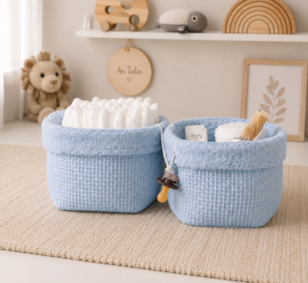 Utensilo uni, waffelpique Frottee Babyblau