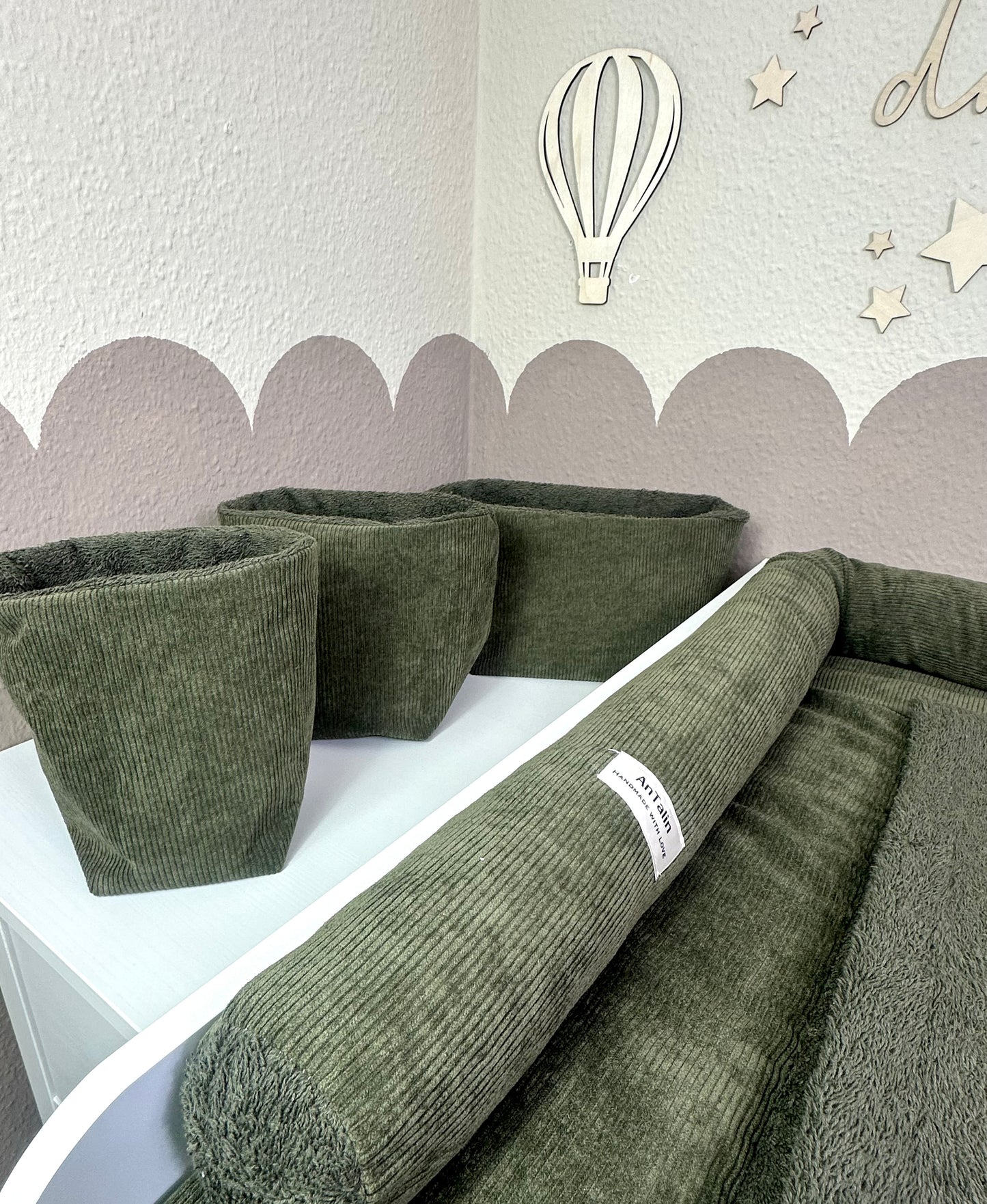 Wickelauflagen Set 6tlg. Cord Frottee Khaki