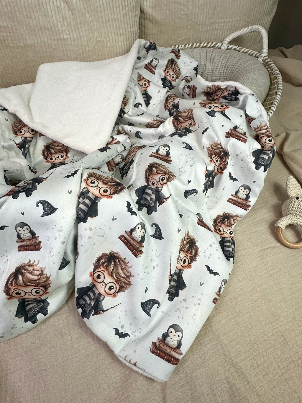 Babydecke, Kuscheldecke kleiner Zauberlehrling, Fleece - AnTalin