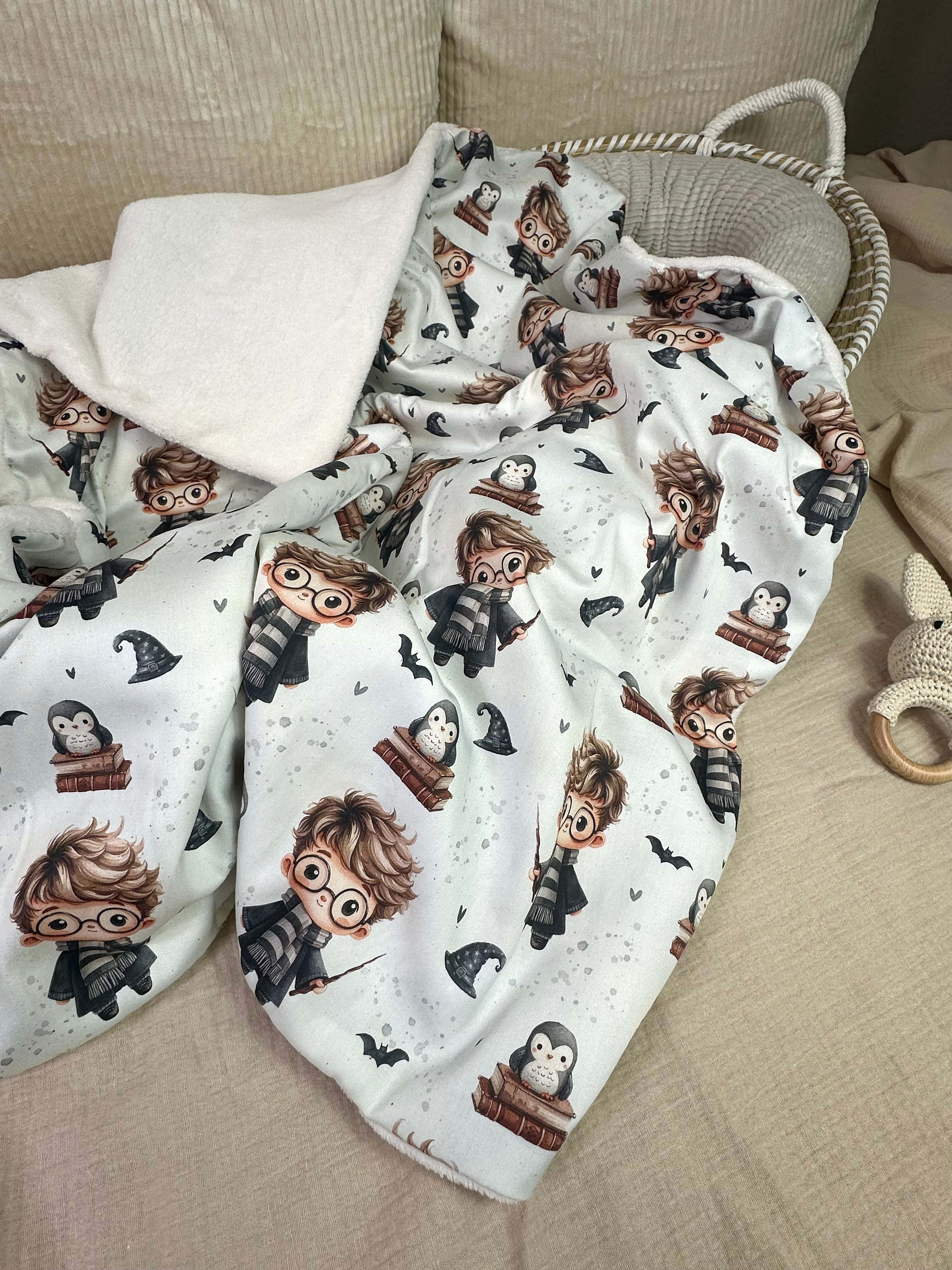 Babydecke, Kuscheldecke kleiner Zauberlehrling, Fleece - AnTalin
