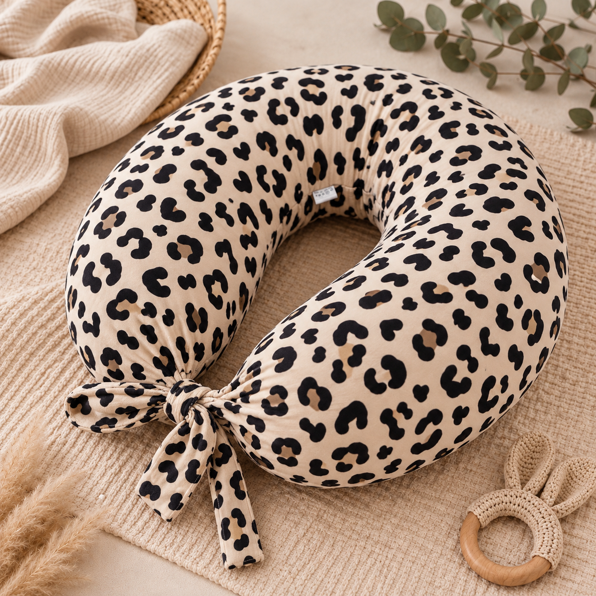 Stillkissen, Seitenschläferkissen, Leopardenmuster beige