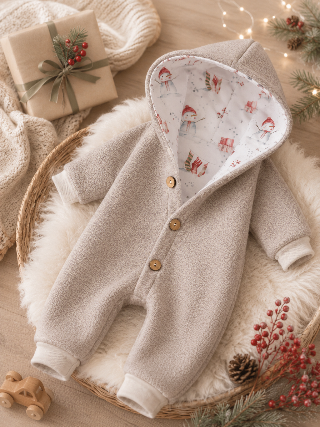 Walk Overall mit Kaputze - kuscheliger Einteiler mit winterlichem Innenfutter
