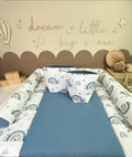 Wickelauflagen-Set 5-tlg. Regenbogen blau von AnTalin, Waffelpique Jeansblau, weiche, gepolsterte Wickelunterlagen für Babys