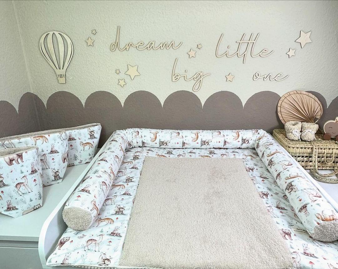 Wickelauflagen Set 5-tlg. Wildtiere, Frottee beige von AnTalin, weiche Wickelunterlagen mit Wildtier-Motiven für Babys