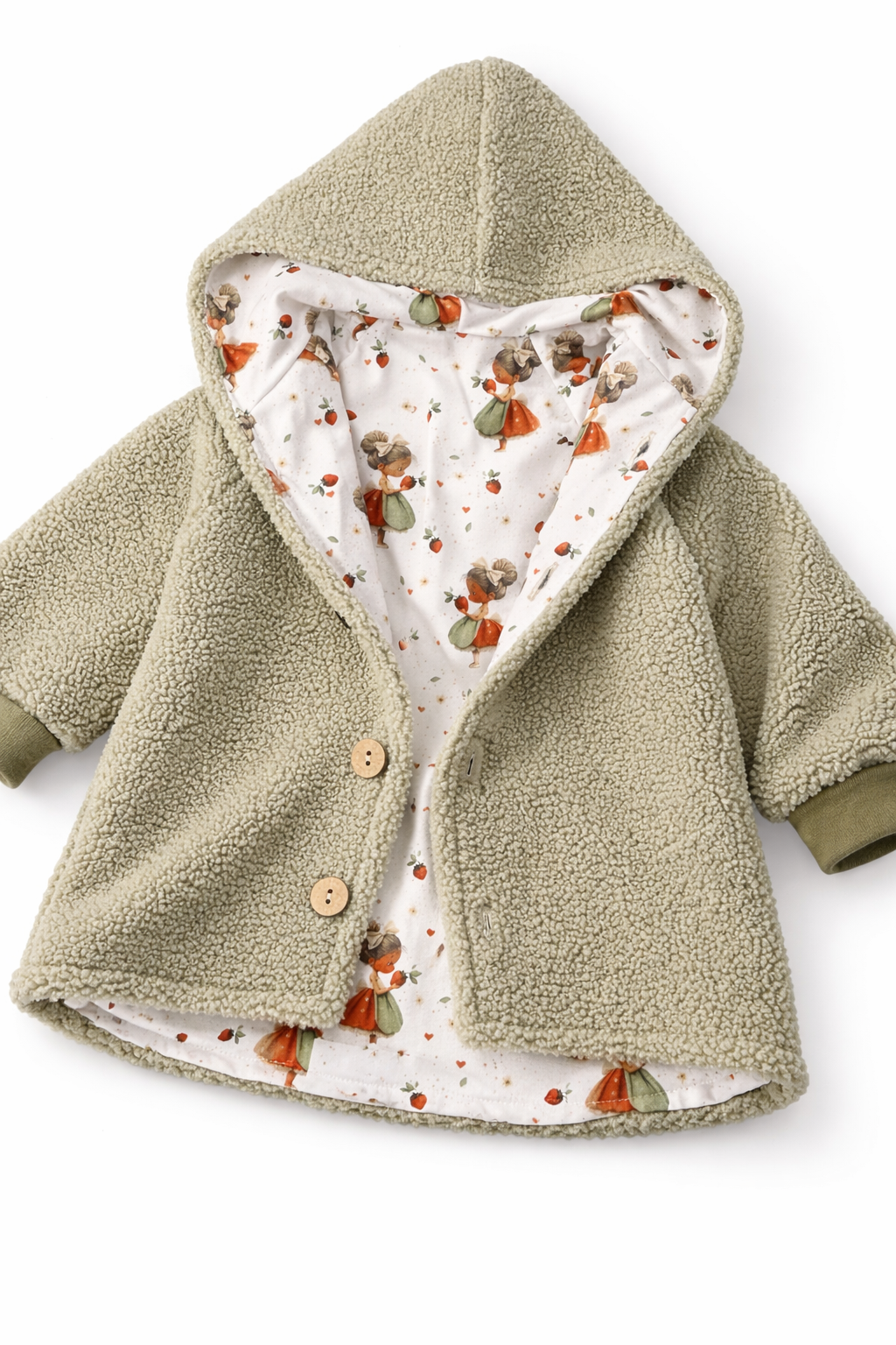 Boucle Jacke mit Kaputze, Strawberry girl - AnTalin