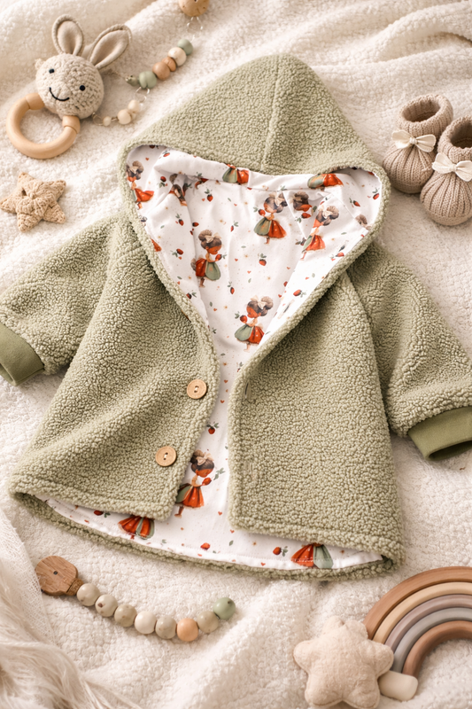 Boucle Jacke mit Kaputze, Strawberry girl