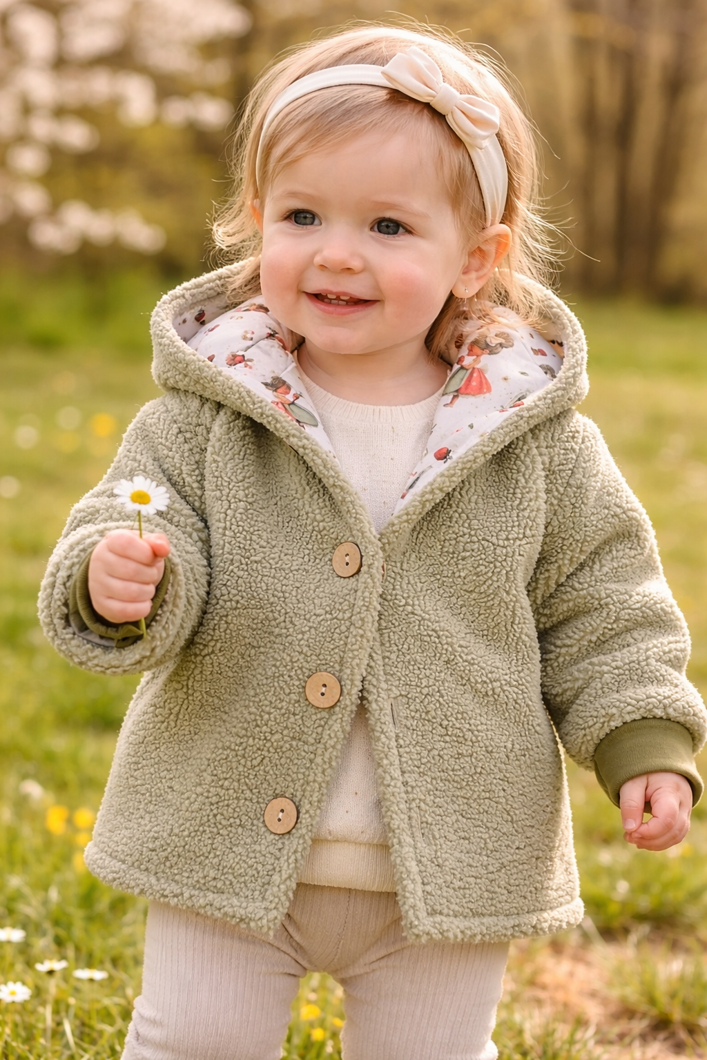 Boucle Jacke mit Kaputze, Strawberry girl - AnTalin