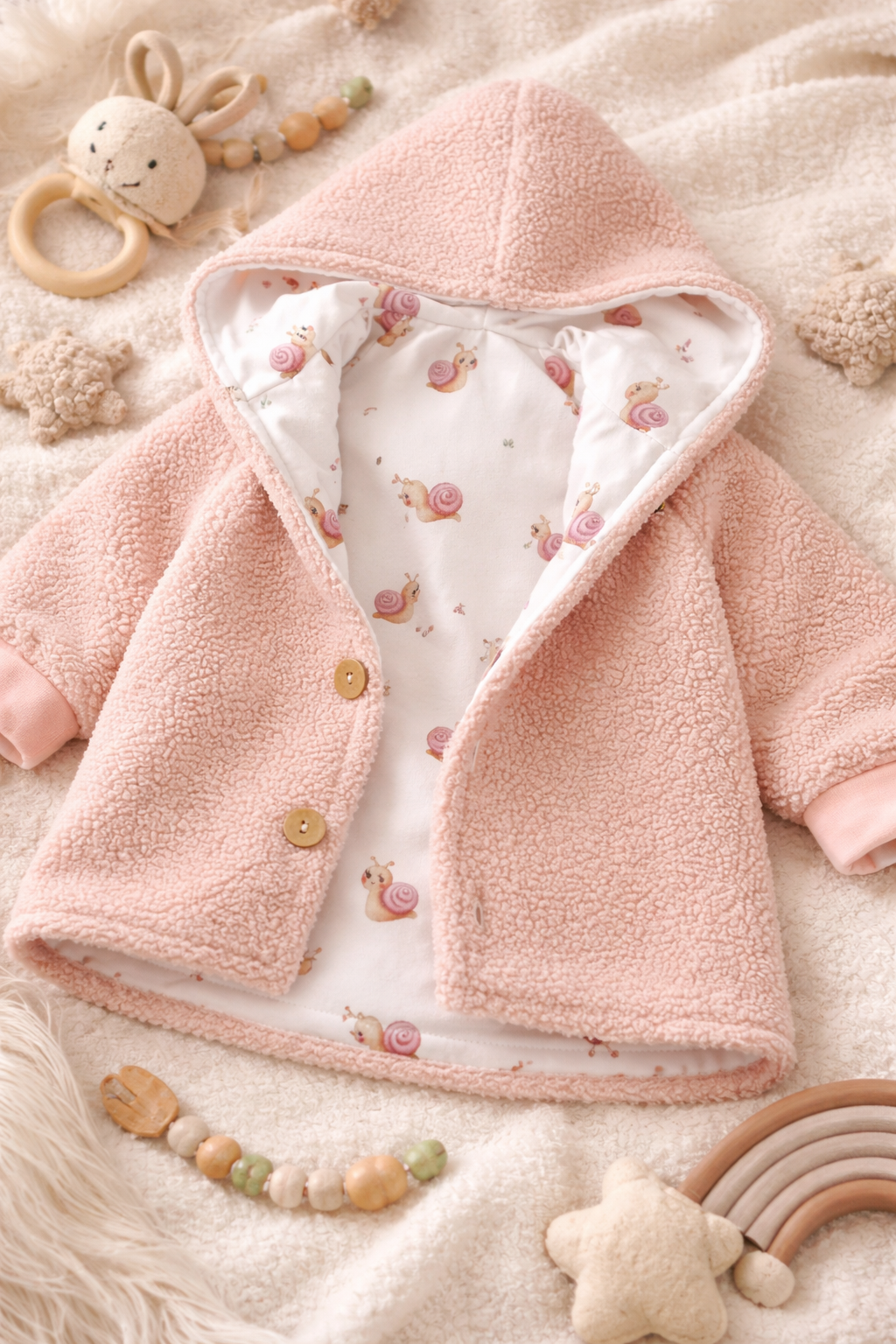 Boucle Jacke mit Kaputze, Sweet Snails - AnTalin