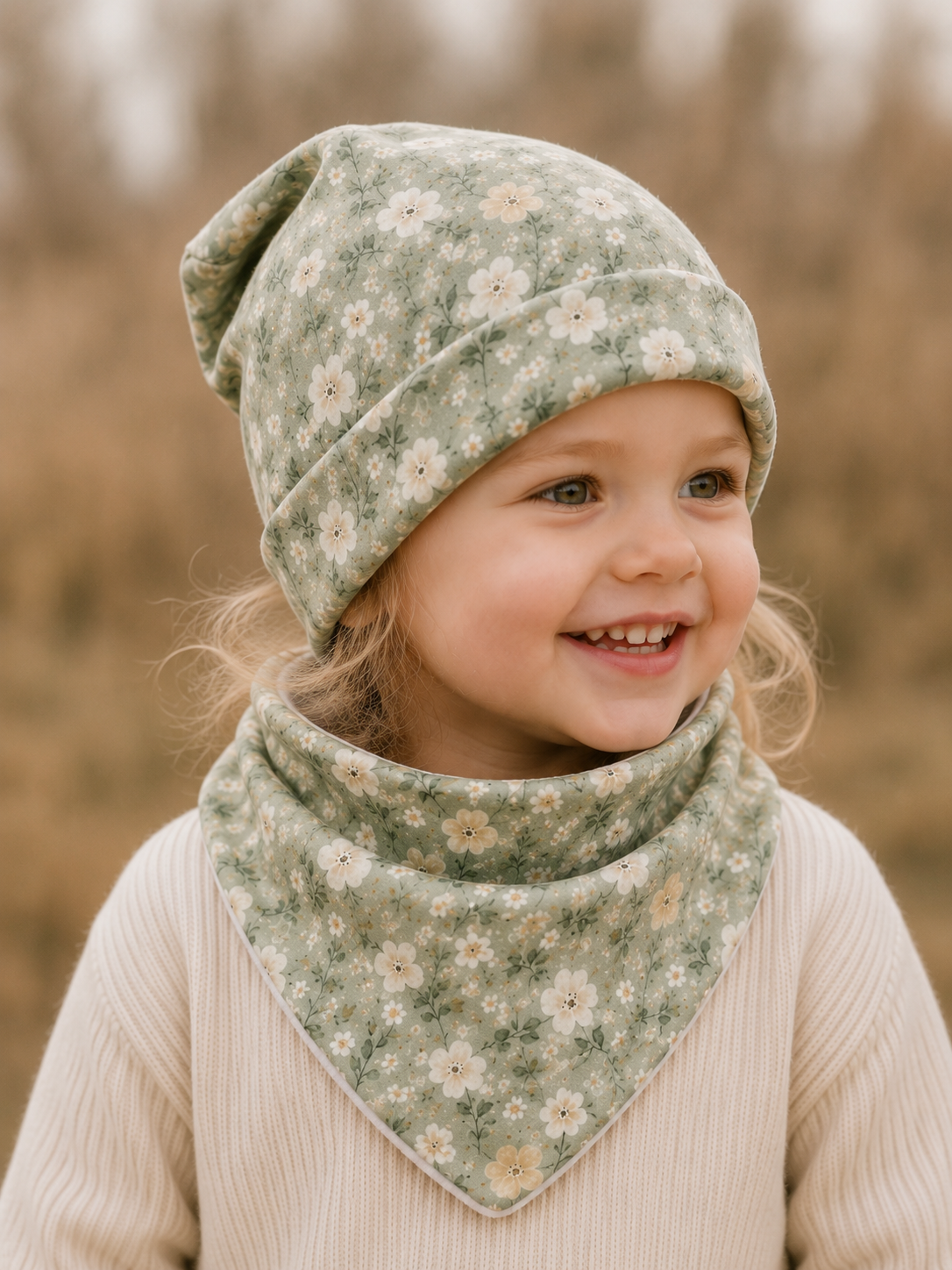 Halstuch Salbeiblüte - Handgefertigtes Dreieckstuch für Babys & Kleinkinder mit Blumenmotiv