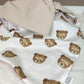 Babydecke Teddybär waffelpique hell beige
