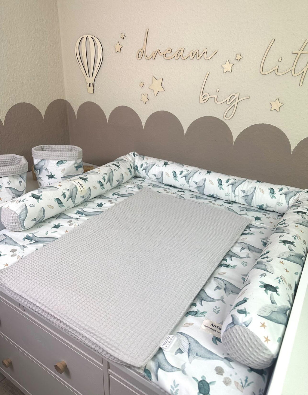 Wickelauflagen Set 5-teilig, Meeresthema mit Meeresmotiven, von AnTalin, weiche und bequeme Wickelunterlagen für Babys