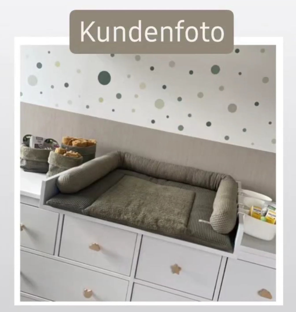 Wickelauflagen Set 5tlg. aus Waffelpique und Frottee in Khaki von AnTalin, weiche und bequeme Unterlagen für Babys.