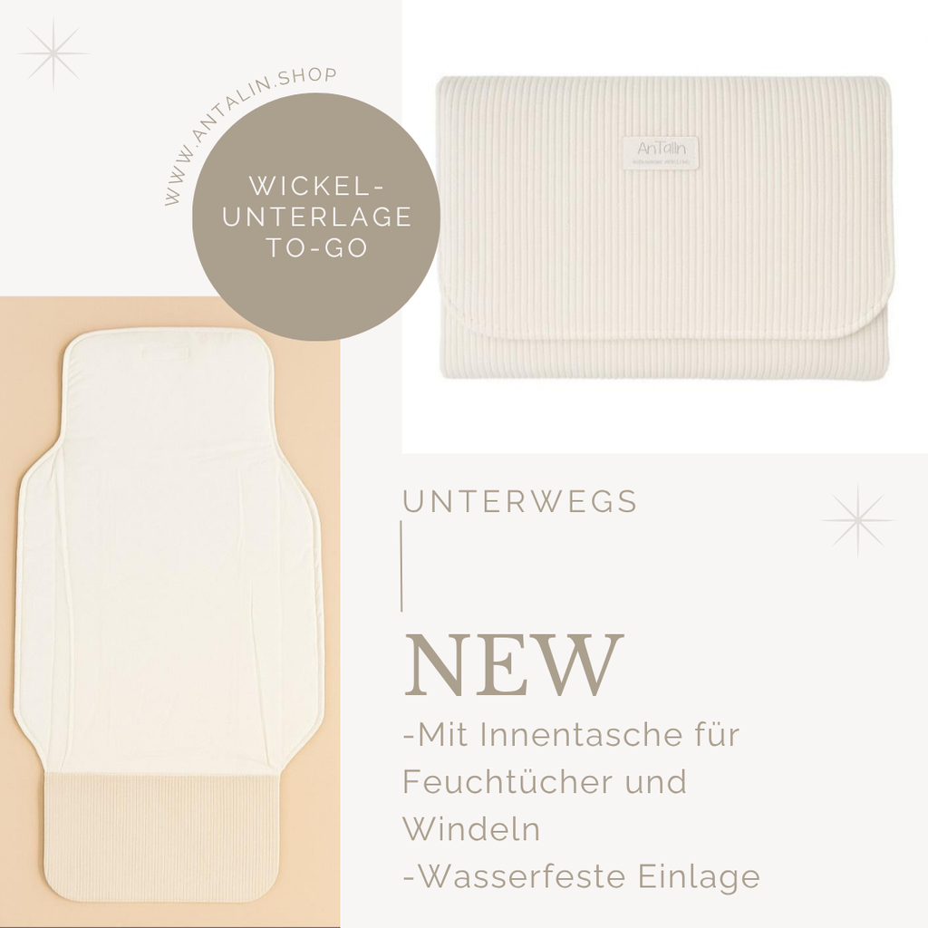 Wickelunterlage unterwegs-faltbar, mit Innentasche & extra weich Cord - AnTalin