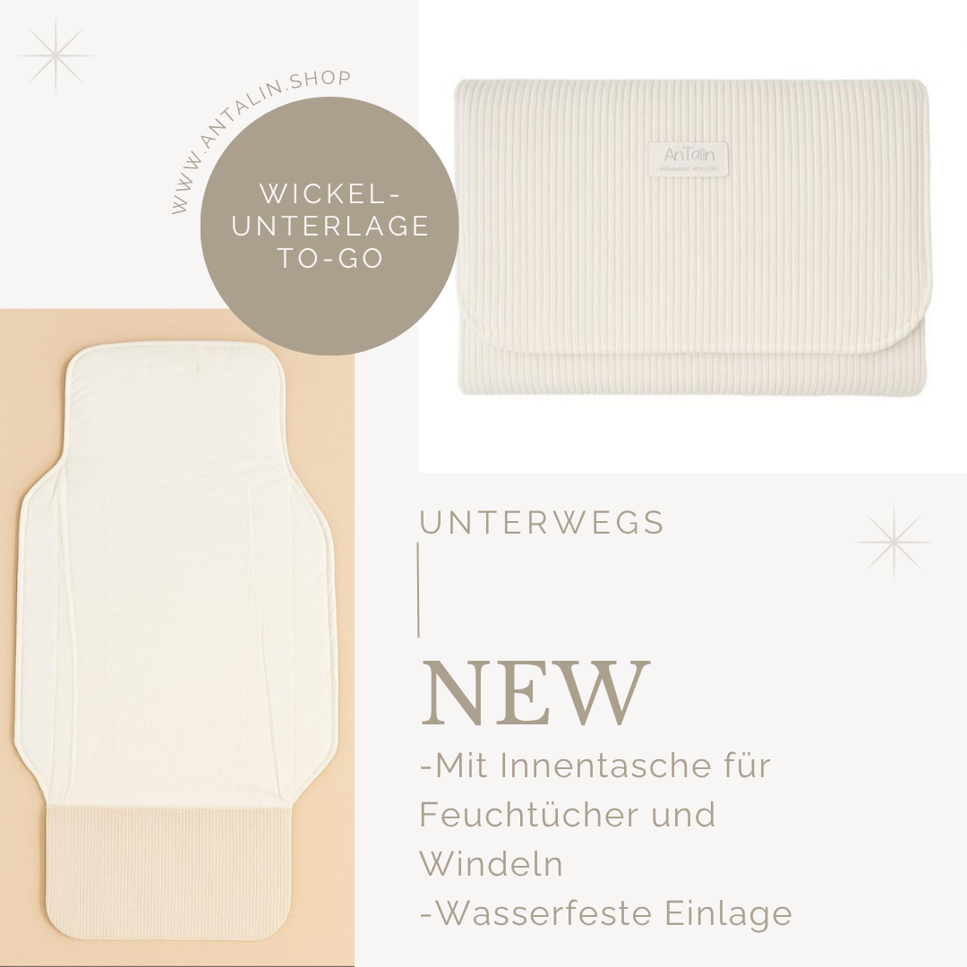Wickelunterlage unterwegs-faltbar, mit Innentasche & extra weich Cord - AnTalin