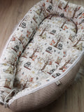 Nestchen Waldtiere für Baby und Kleinkinder von AnTalin, weiche Stoffe mit niedlichen Tiermotiven, ideal für Kinderbetten.